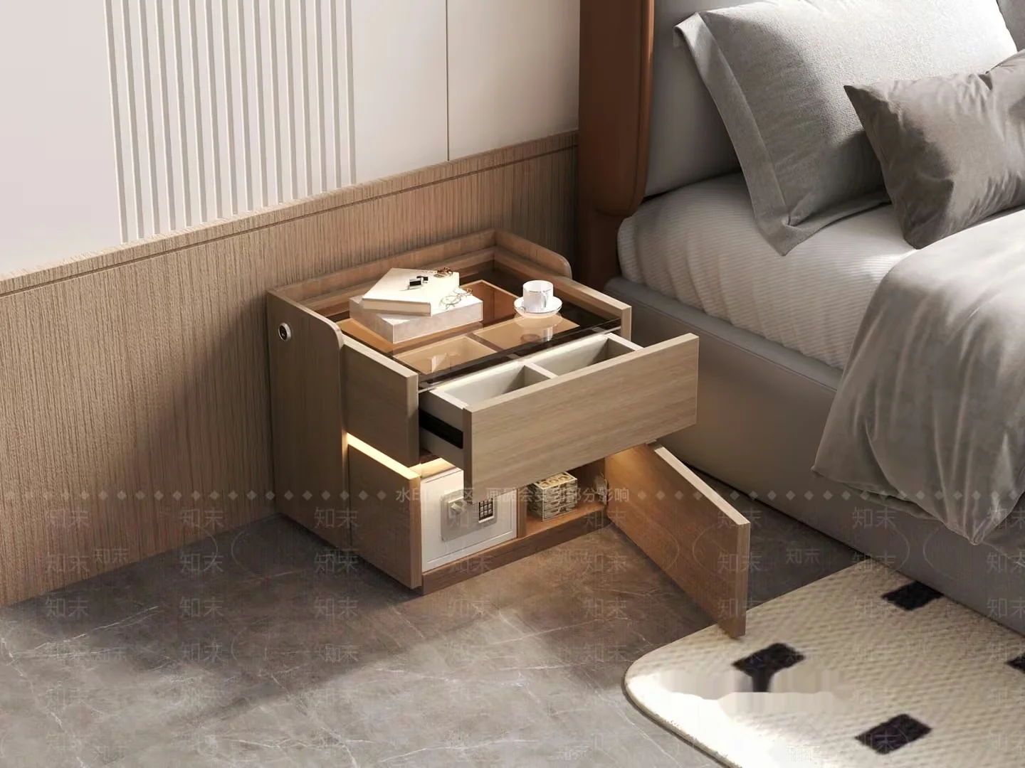 Modern Wooden Nightstand 3D Model – 15206 – VRAY Render