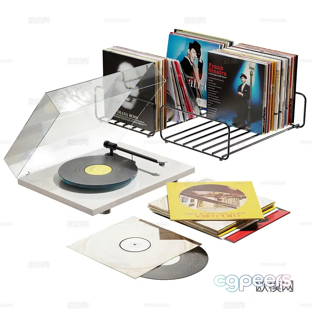 Record player vinyl record 3d model