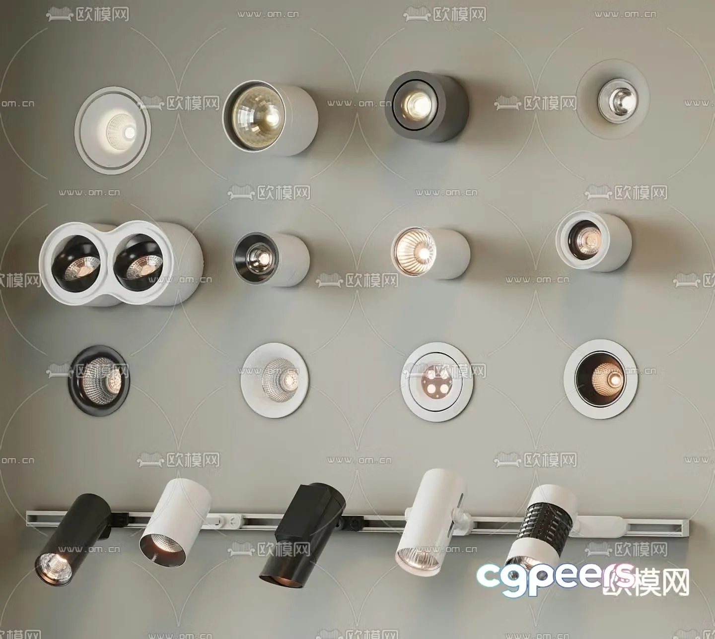 Surface mounted downlight spotlight track light magnetic light 3D model