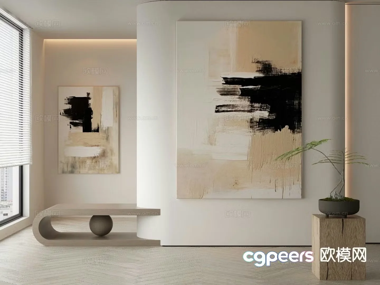 Modern decorative painting abstract painting 3d model