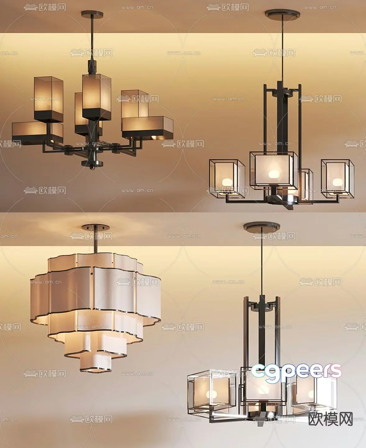 New Chinese style chandelier metal multi-head chandelier 3d model