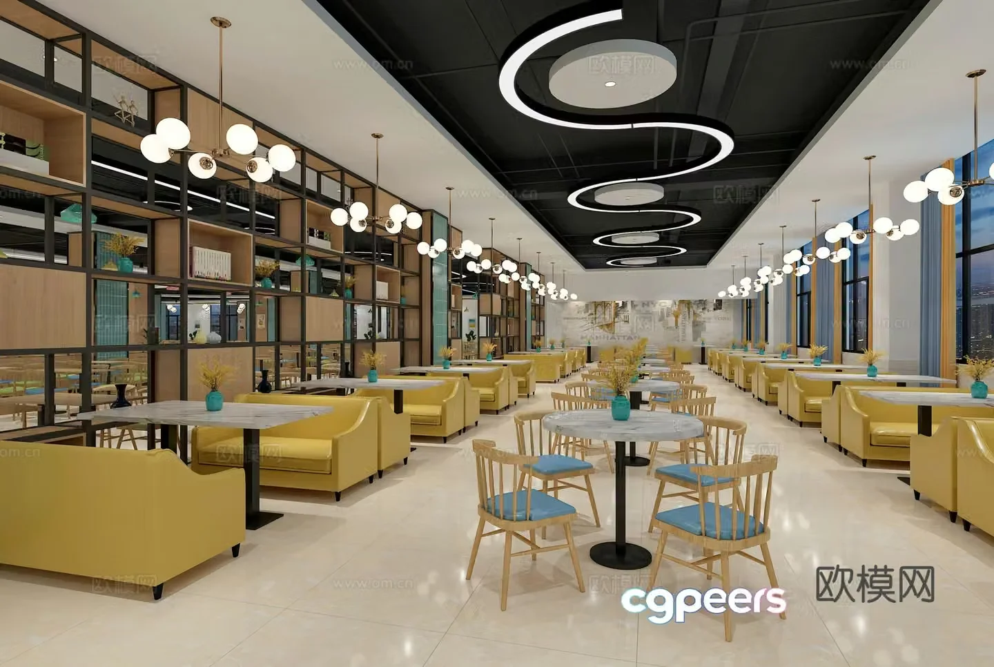 School cafeteria university cafeteria staff restaurant 3d model