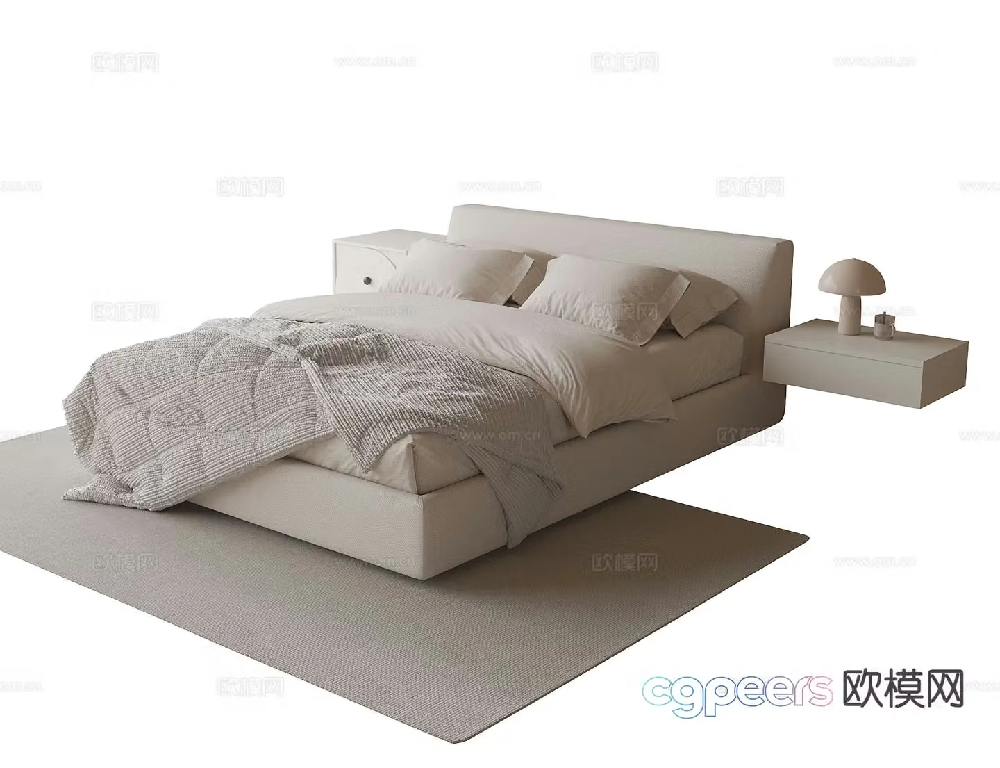 Modern double bed 3d model