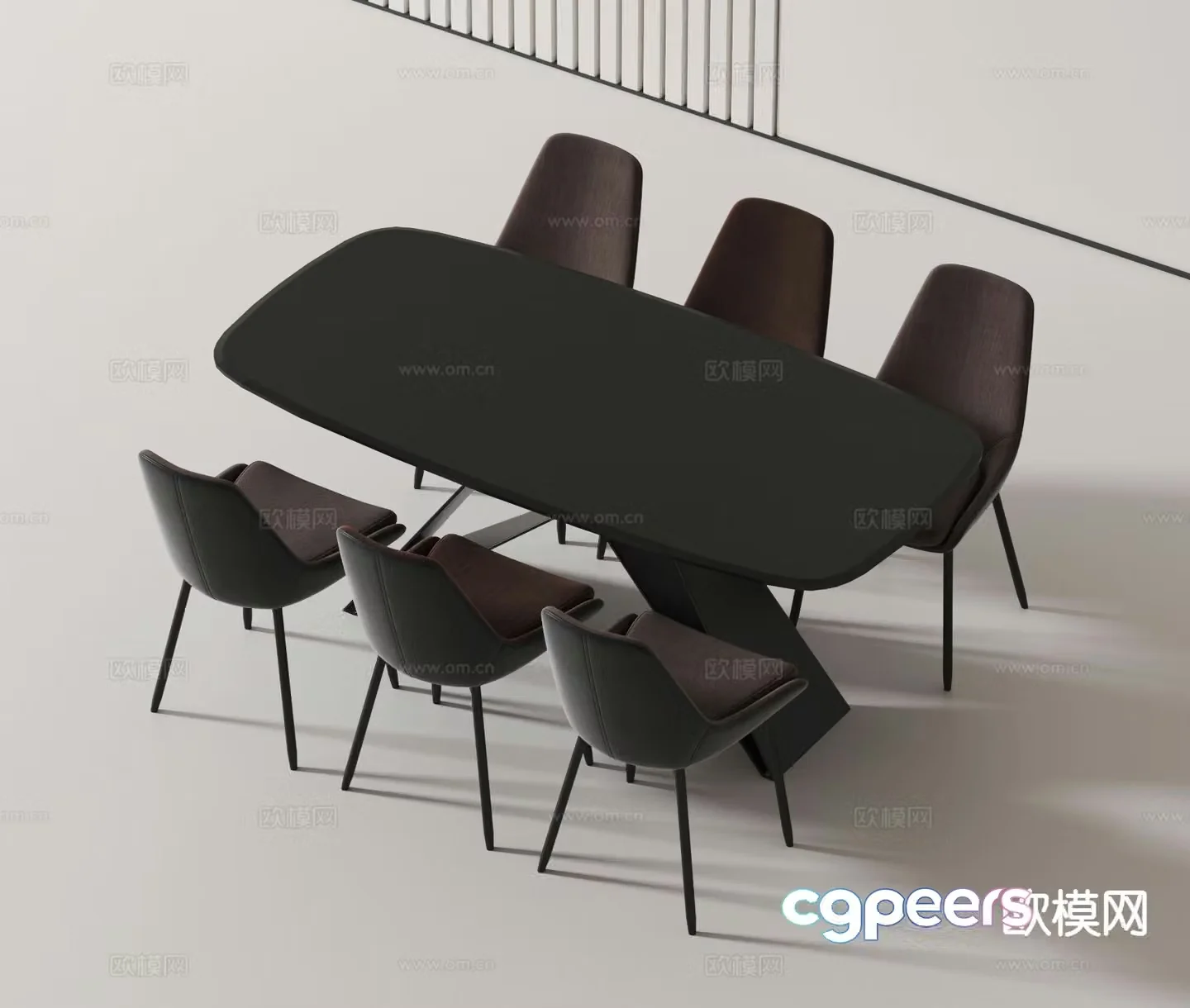 Modern dining table and chairs 3d model
