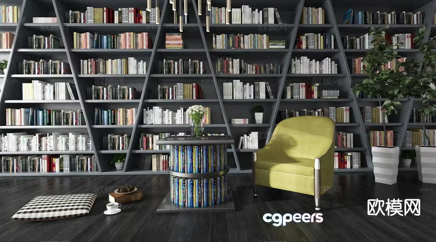 Modern bookcase bookshelf 3d model