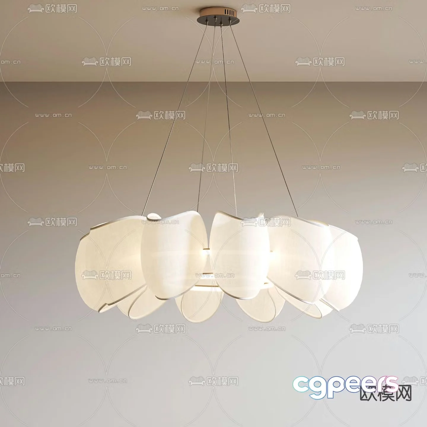 Cream style chandelier restaurant chandelier 3d model