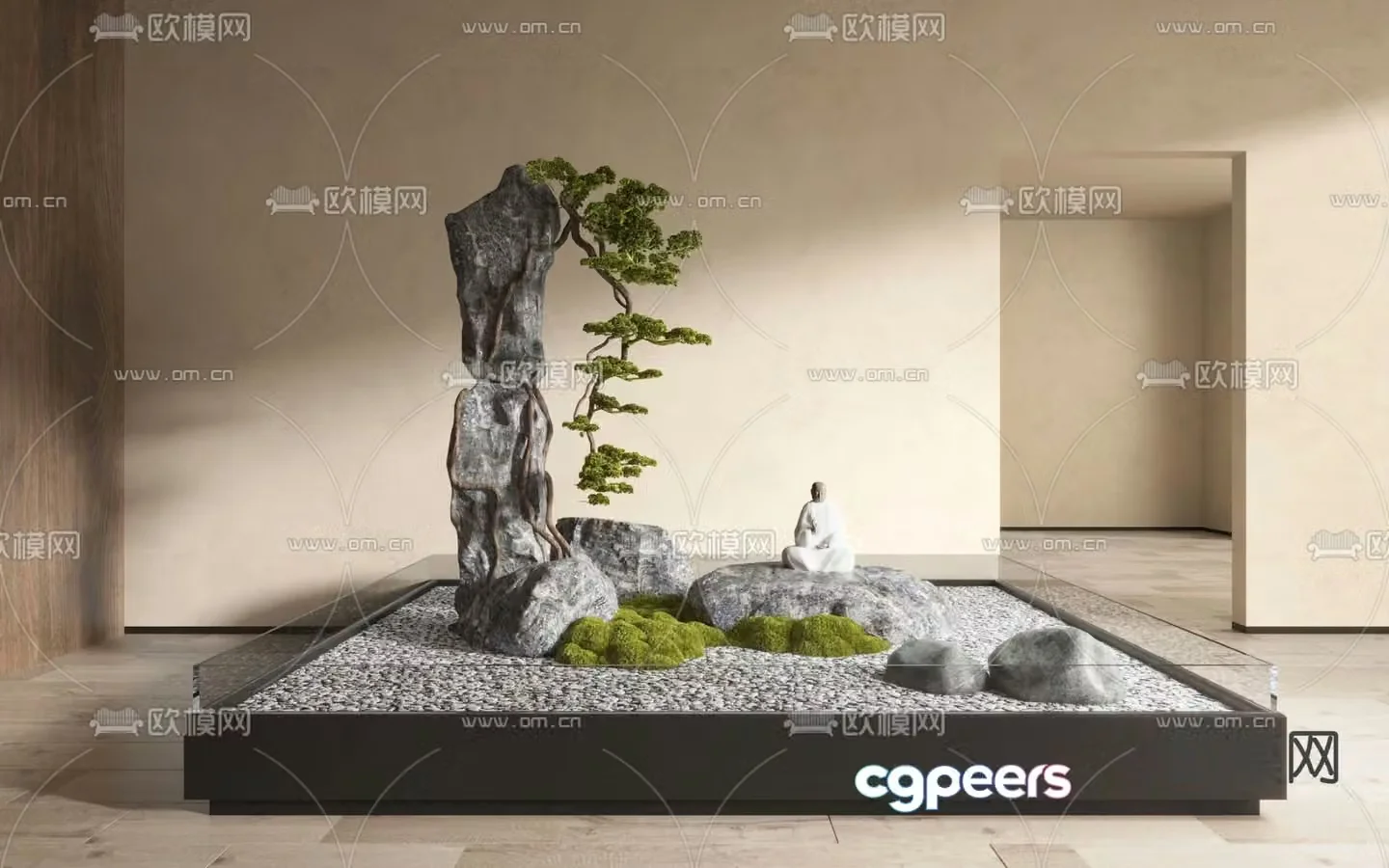 Indoor landscaping rockery sketch 3d model