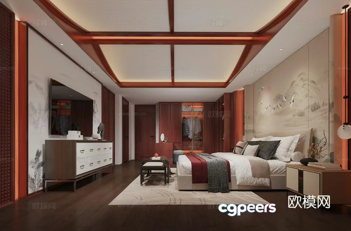 New Chinese style bedroom master bedroom 3d model