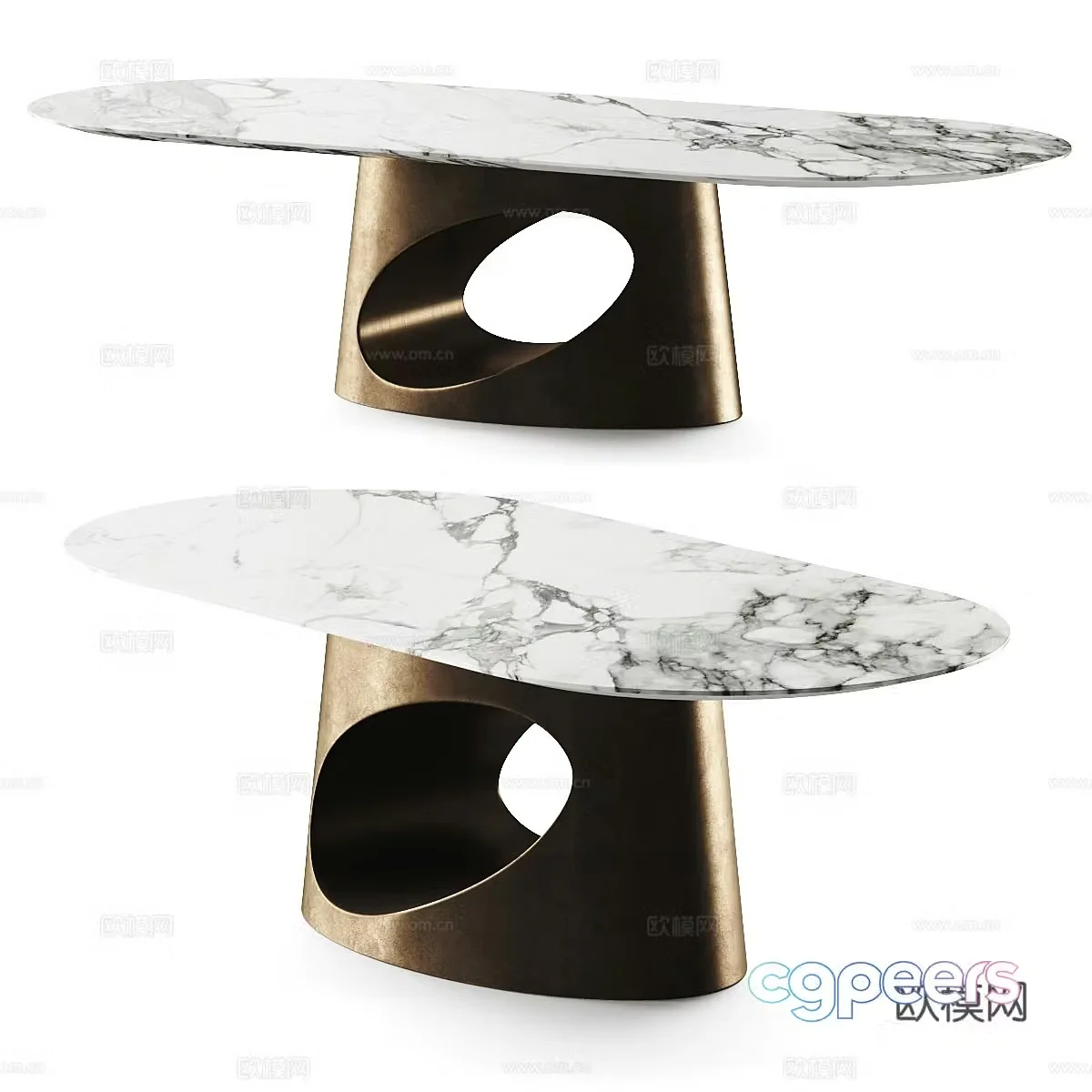 Modern light luxury minimalist Rugiano Ring rock slab dining table 3D model