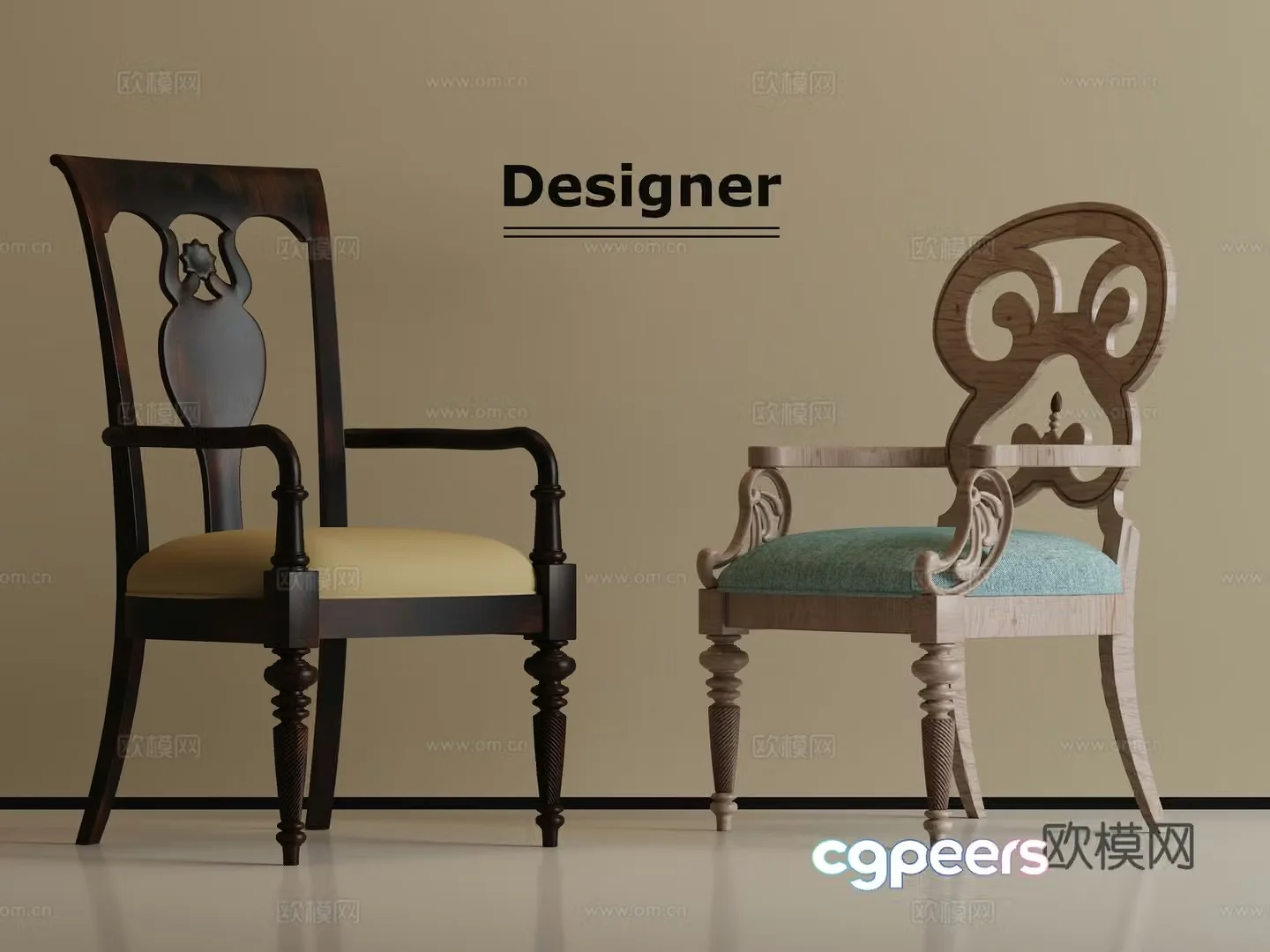 American single chair dining chair 3d model