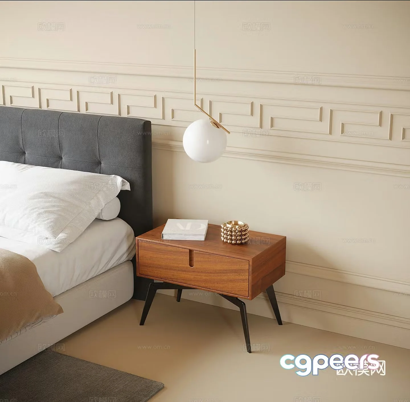 Modern bedside table 3D model