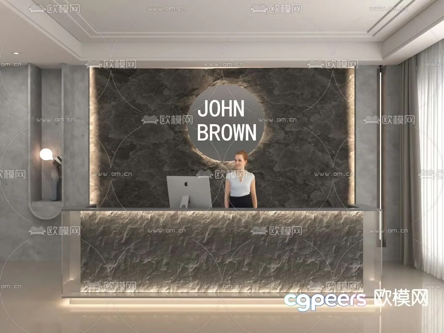 Modern front desk reception desk 3d model