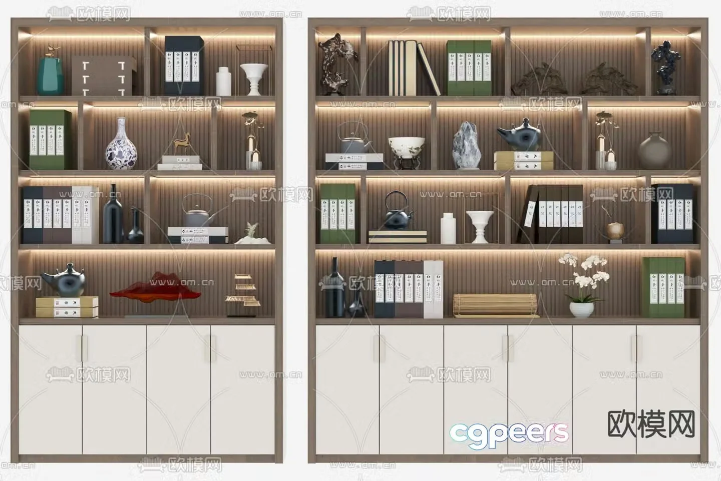 New Chinese style bookcase shelf 3D model