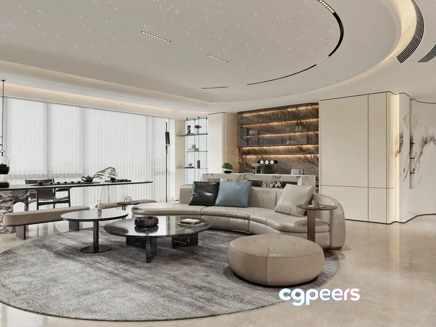 Modern Living Room 3D Model – 2392 – VRAY Render