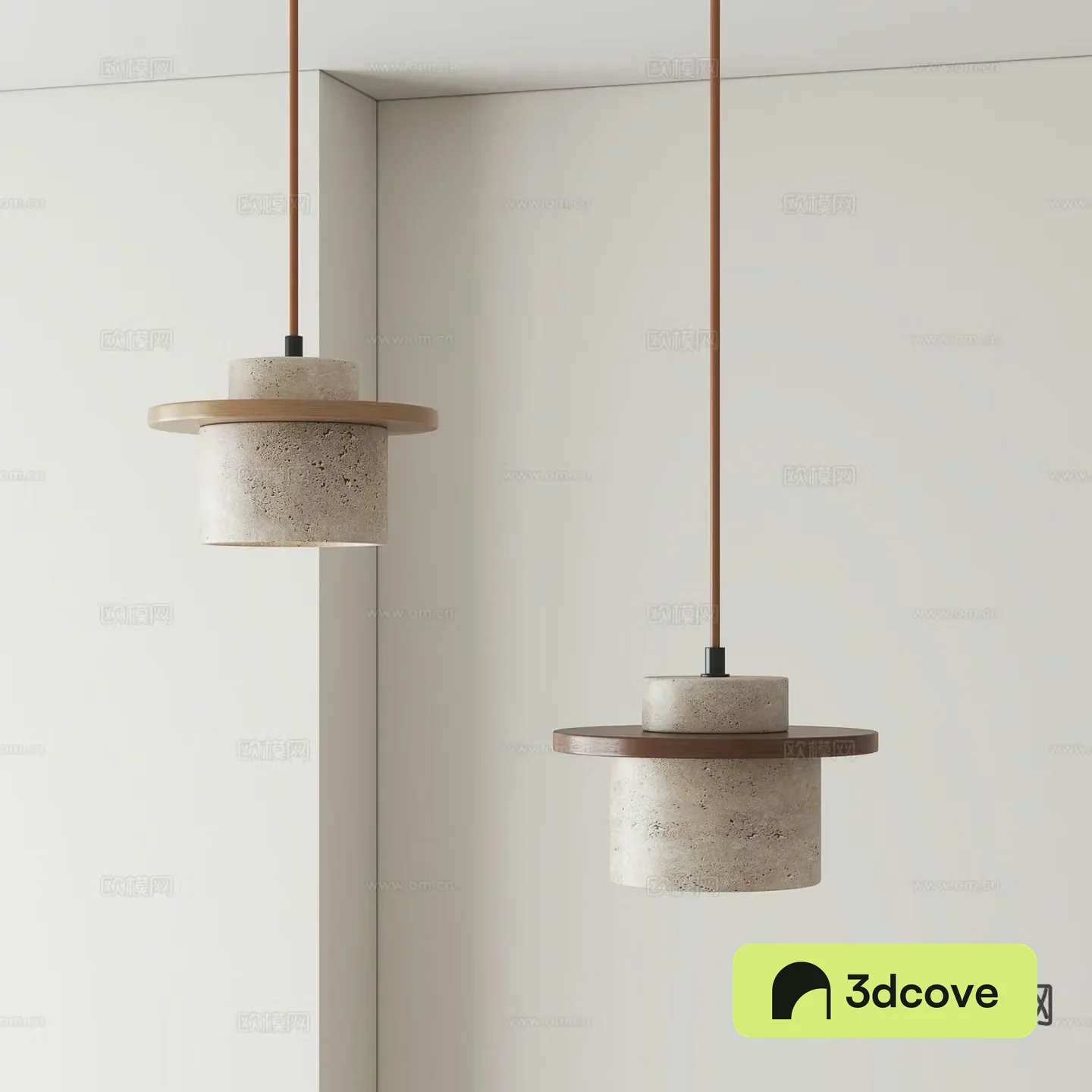 Wabi-sabi chandelier yellow travertine small chandelier