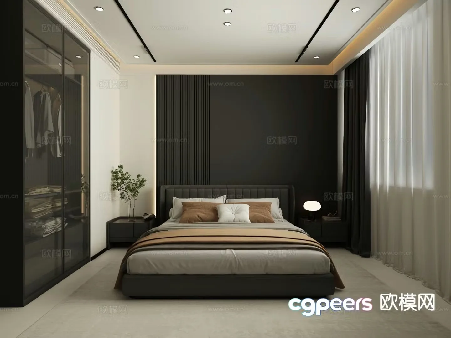 Modern bedroom master bedroom 3d model