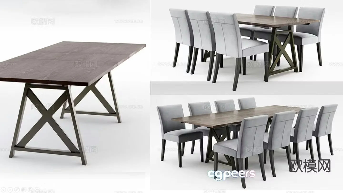 European dining table and chairs 3d model