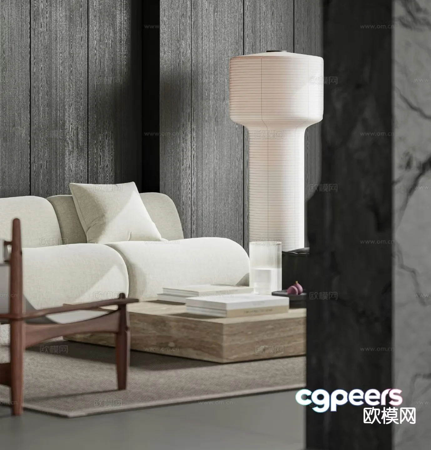 Modern sofa coffee table floor lamp 3d model