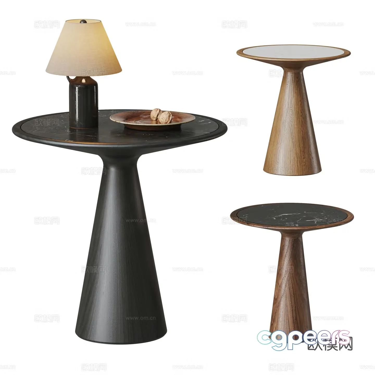 Medium style edge combination rock slab edge round edge solid wood edge black walnut edge 3D model