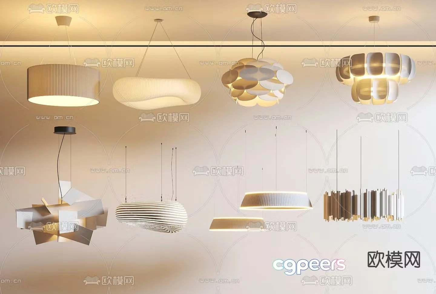 Cream style chandelier restaurant chandelier 3d model