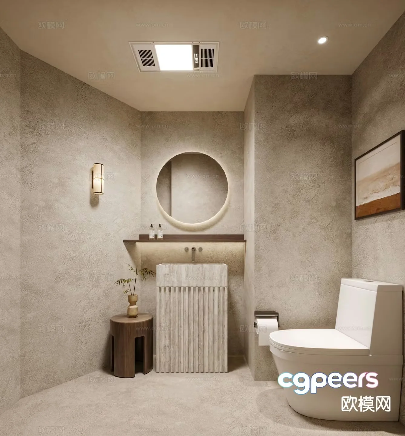 Wabi Sabi Bathroom Public Bathroom 3D Model