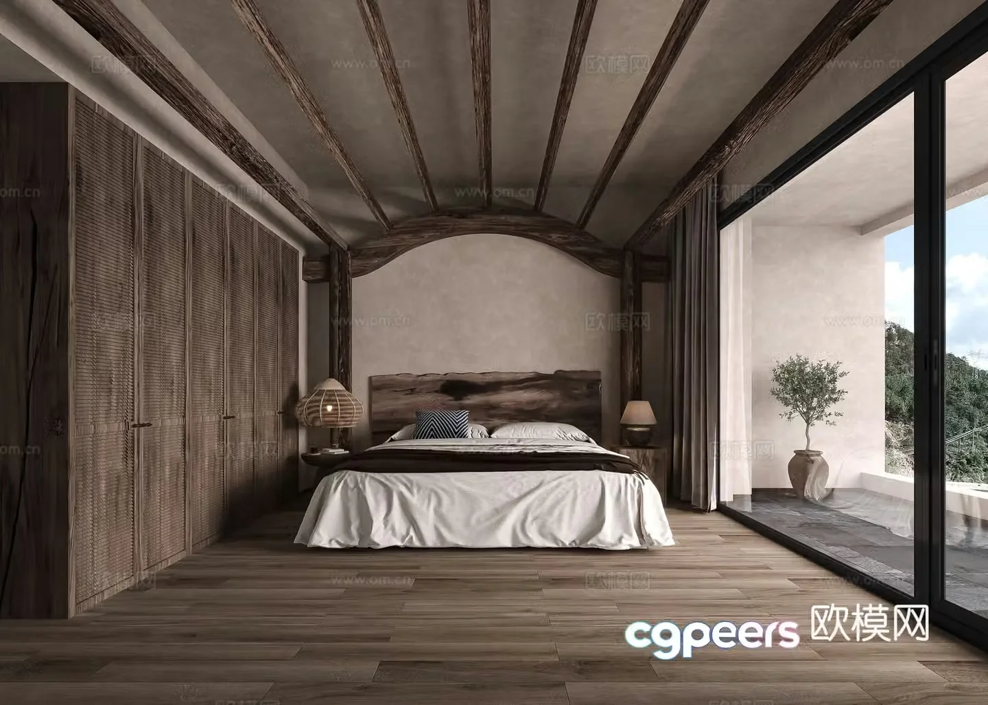 Chinese homestay tea room guest room 3D model
