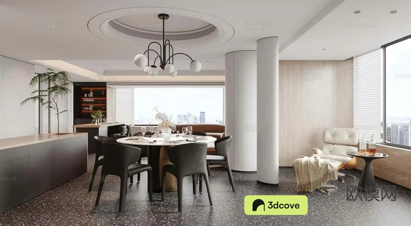 Modern large flat-floor restaurant