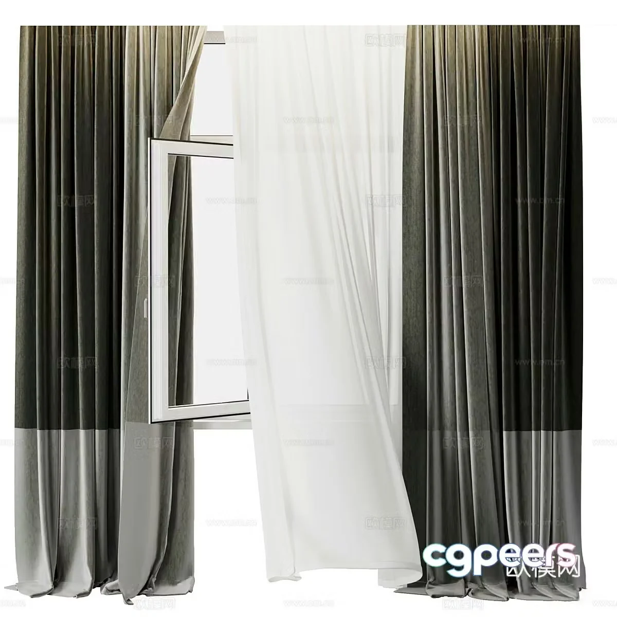New Chinese style fabric curtain 3D model