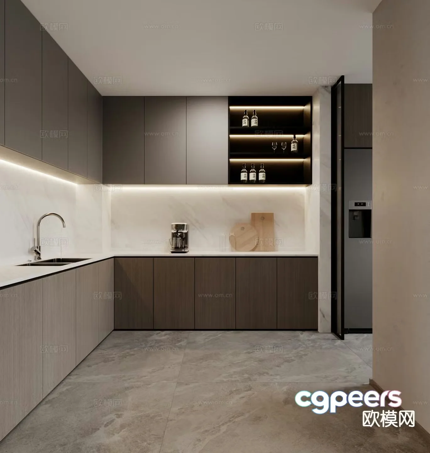 modern kitchen cabinet 3d model