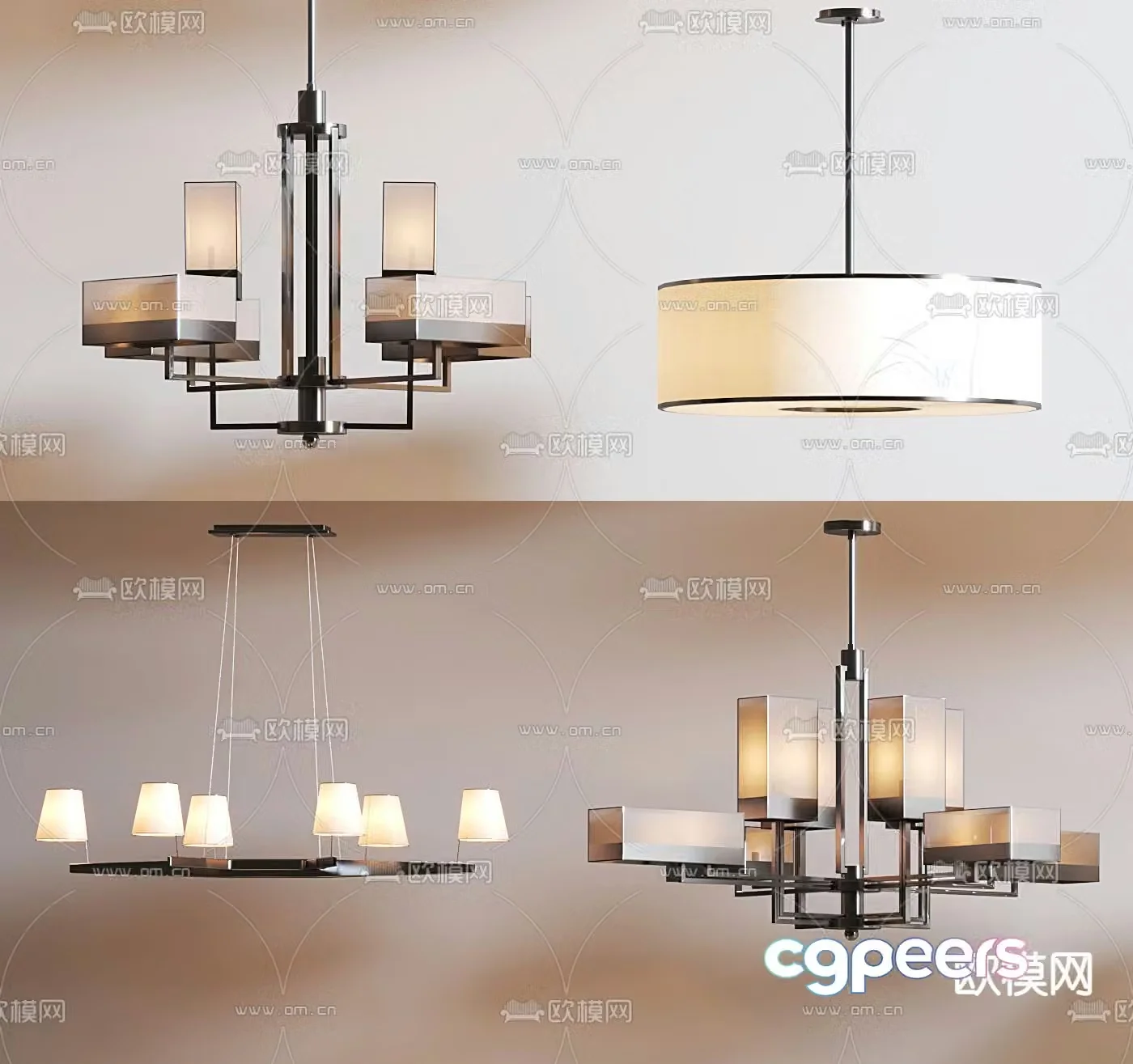 New Chinese style chandelier multi-head chandelier 3d model