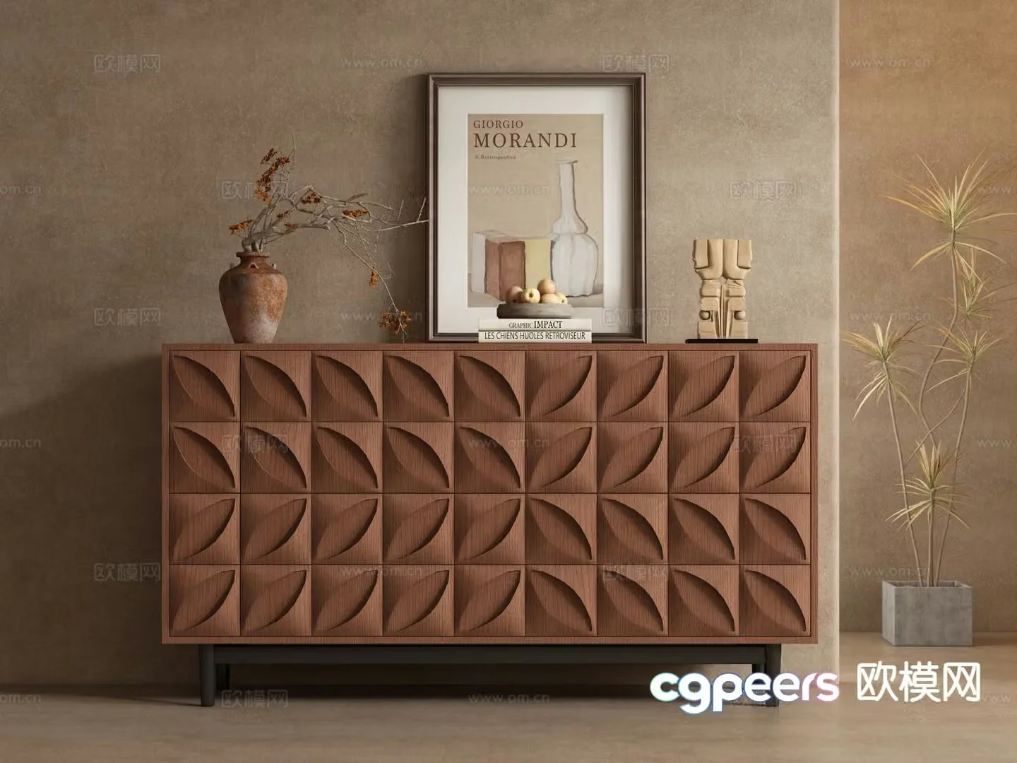 Medieval style chest of drawers entrance cabinet sideboard 3D model