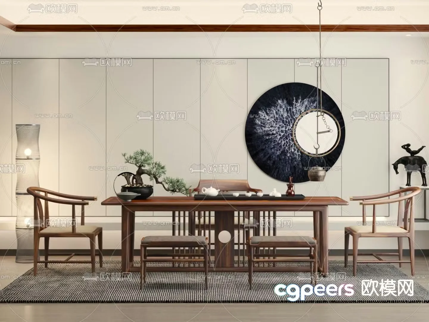 New Chinese style tea table tea table 3d model