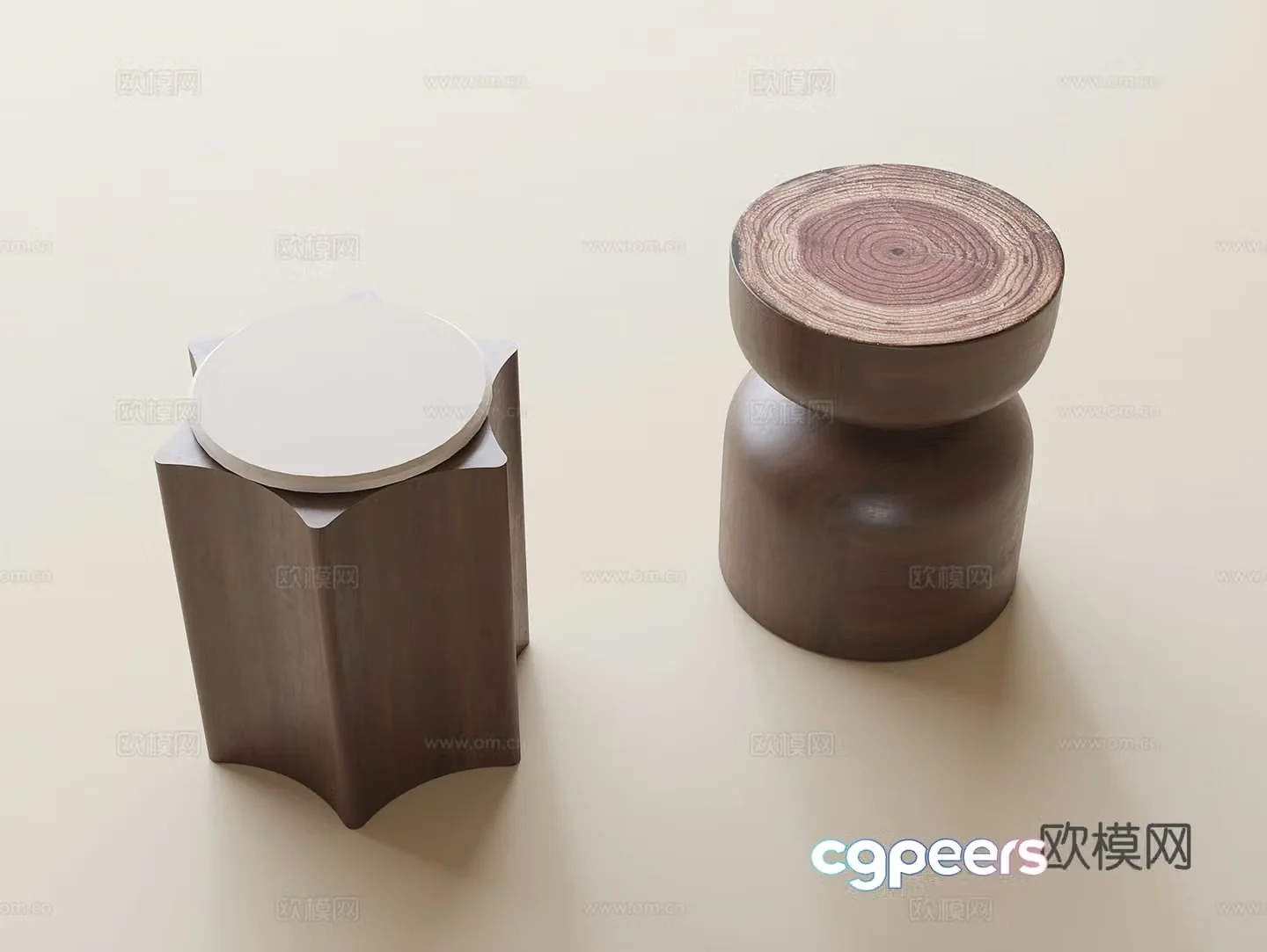 Modern stool wooden stool 3d model