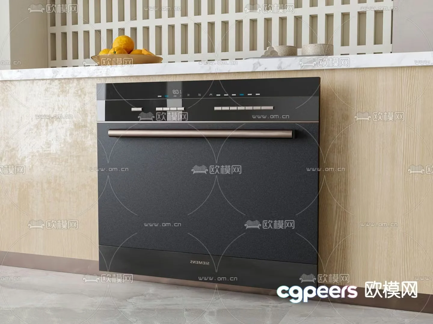 Built-in dishwasher kitchen appliance 3d model