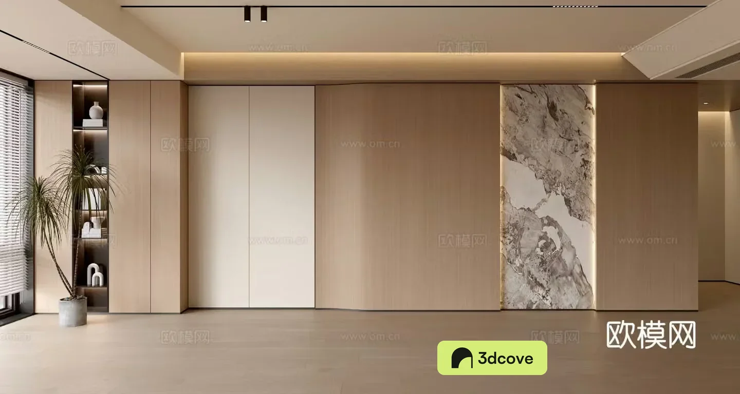 Modern simple sofa background wall modern ornament balcony cabinet living room cabinet wood veneer background wall