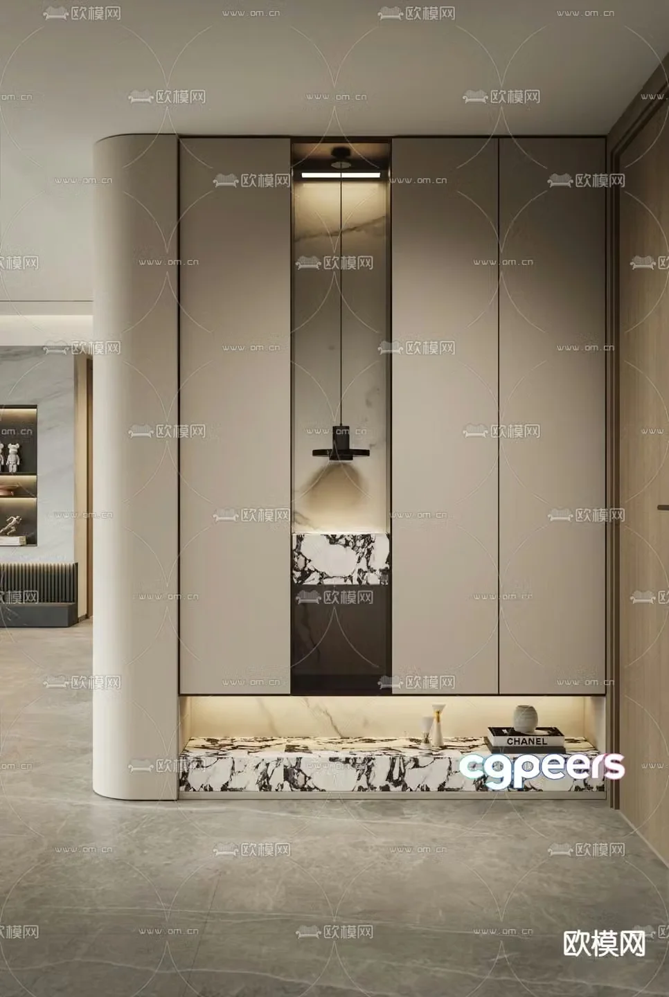 Entrance shoe cabinet multifunctional cabinet 3D model