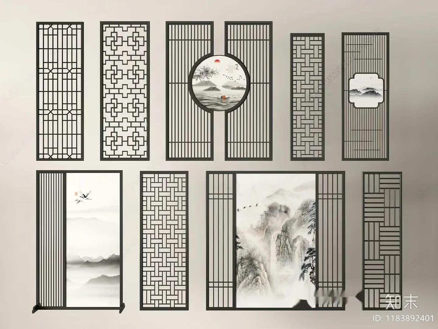 Traditional Chinese Screen 3D Model – 7053 – VRAY Render