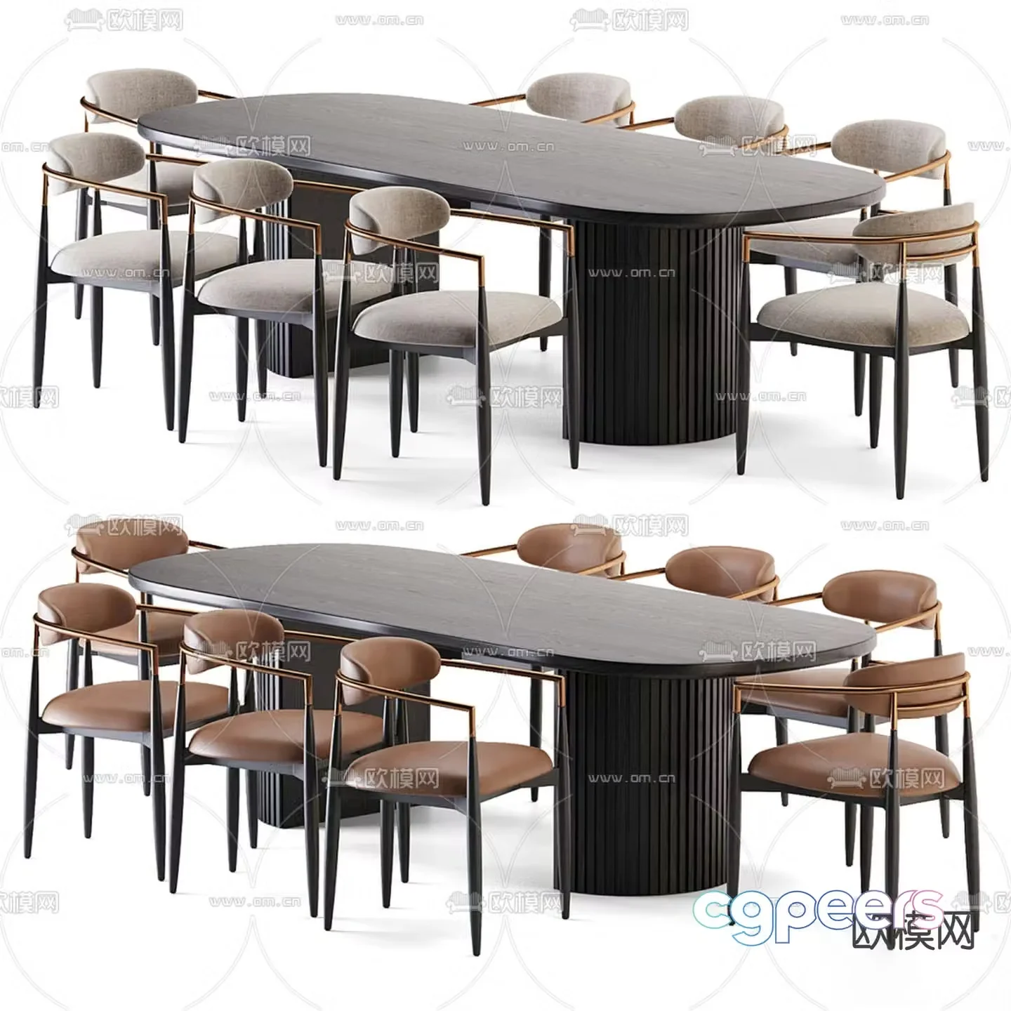 Light luxury dining table and chairs Bar dining table 3D model