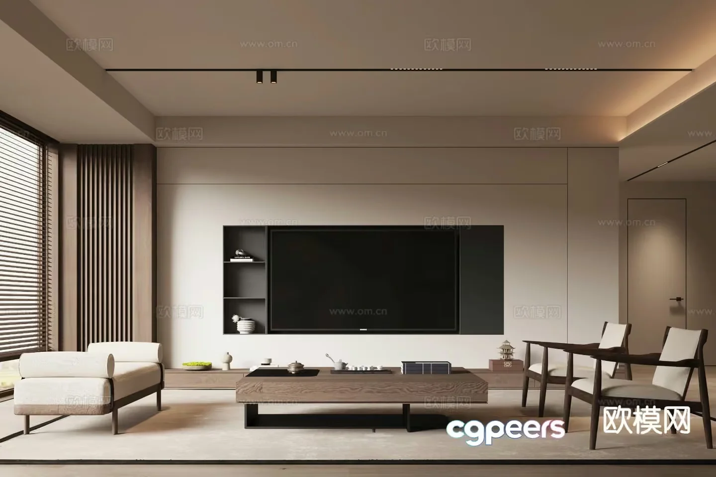 A Modern Living Room 3D Model – 15682 – VRAY Render