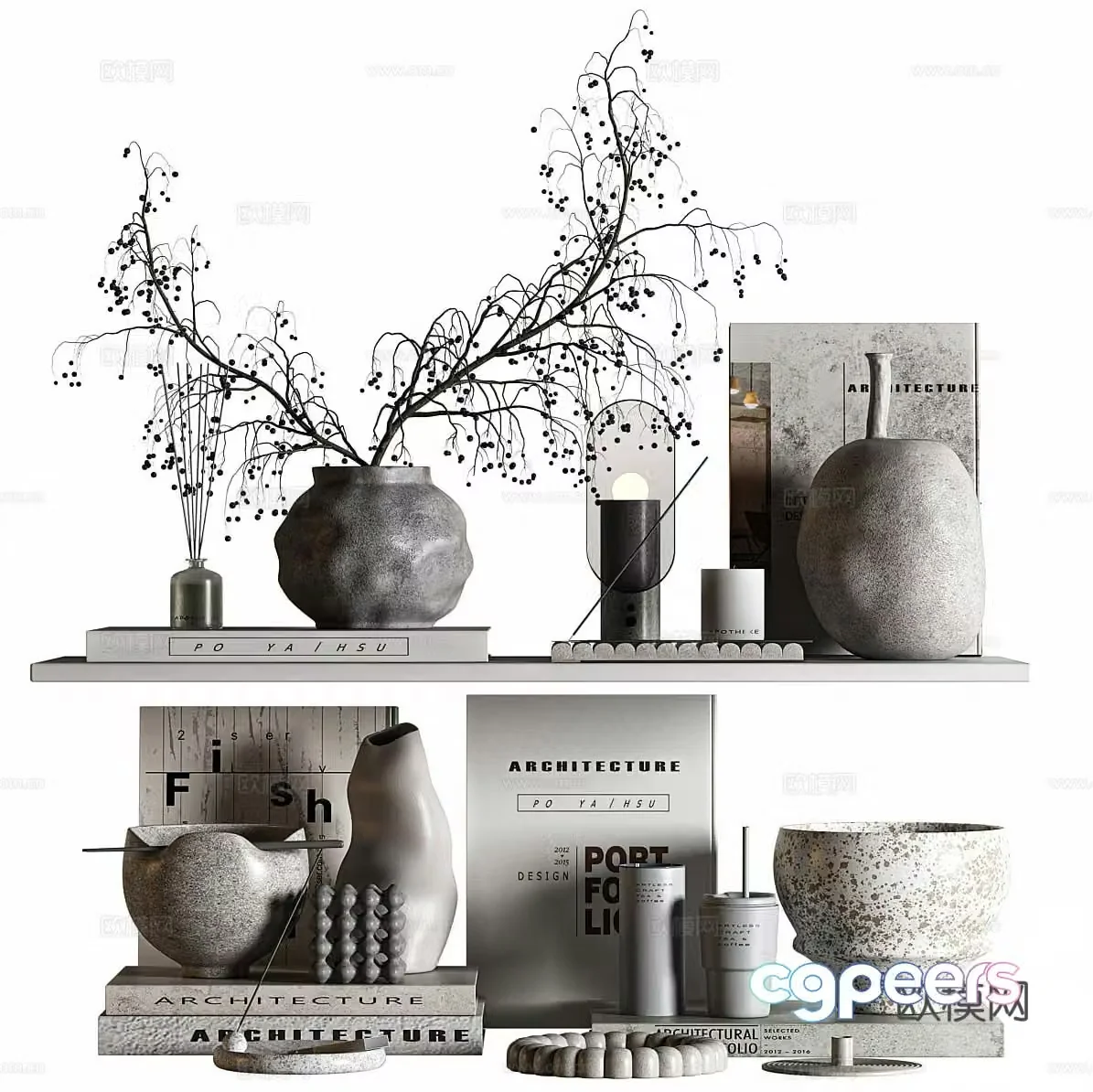New Chinese style Wasabi ornament combination 3D model