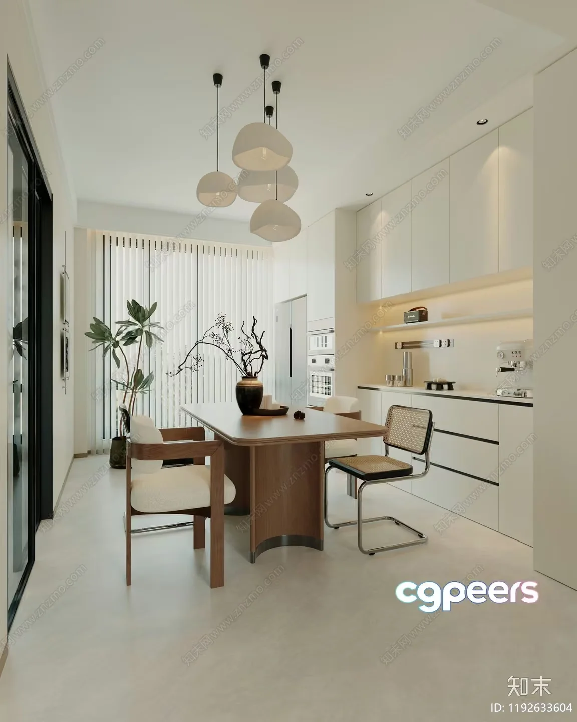 Modern Minimalist Kitchen 3D Model – 15552 – CORONA Render