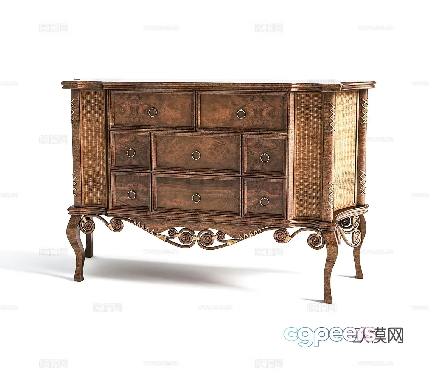 Modern wooden decorative cabinet 3d model