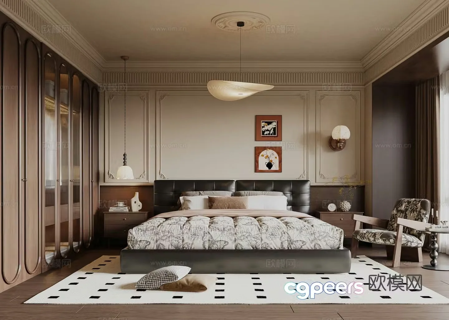 French medieval style bedroom 3d model