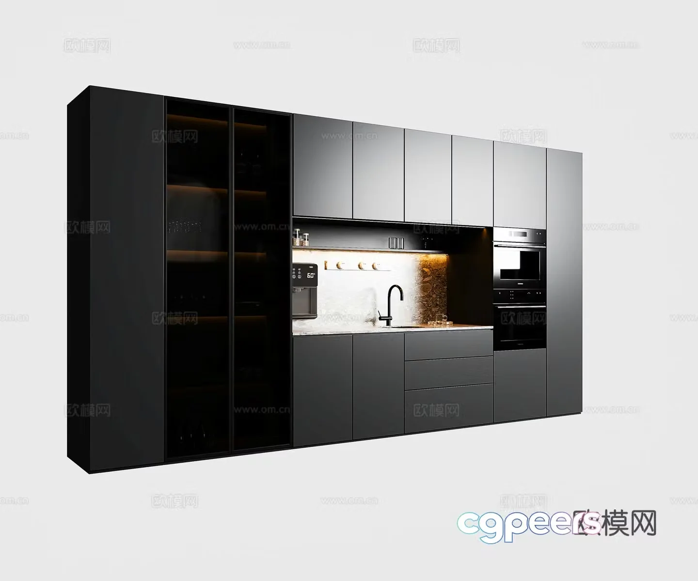 Modern wine cabinet Modern bookcase Minimalist wine cabinet Oven Glass cabinet Minimalist bookcase 3D model