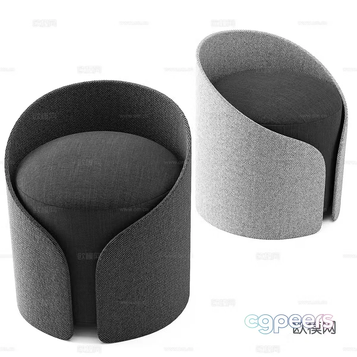 Fabric sofa stool low stool dressing stool shoe changing stool footstool round stool 3D model