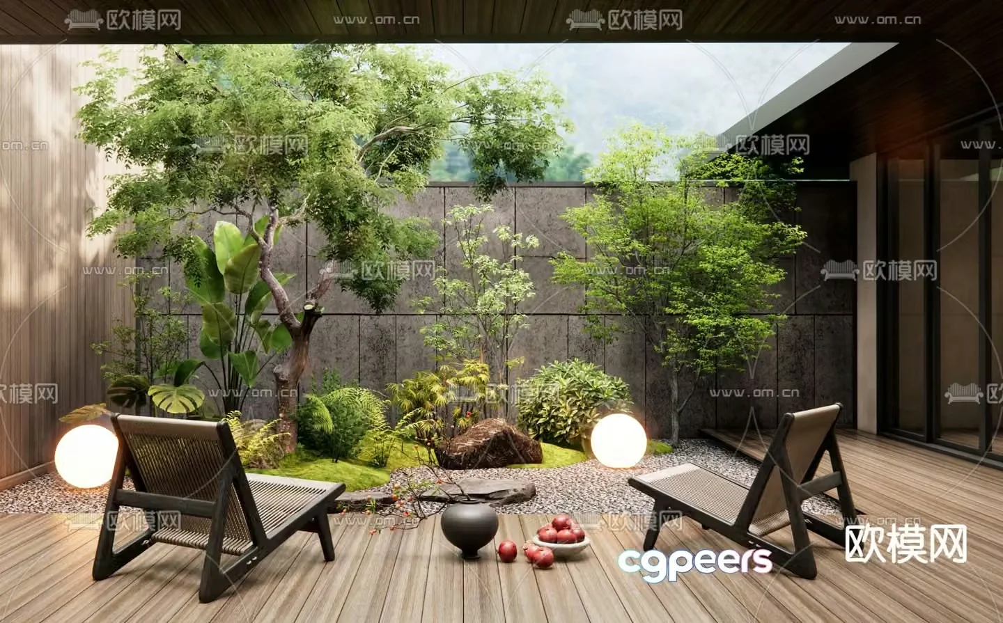 Villa courtyard landscape 3D model