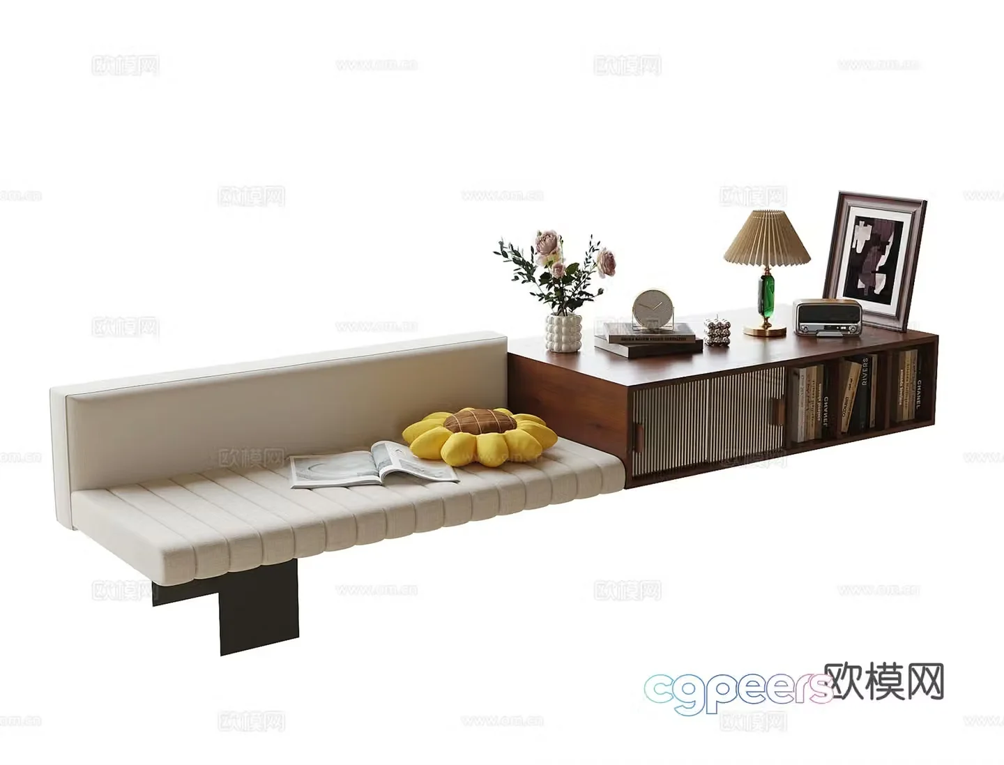 Modern bay window cabinet Bay window cushion 3D model