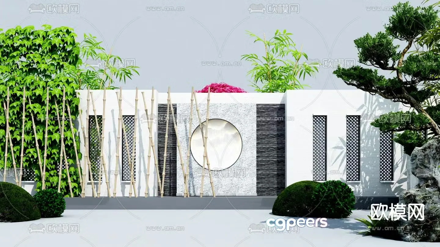 New Chinese style landscape wall plant landscape wall 3D model