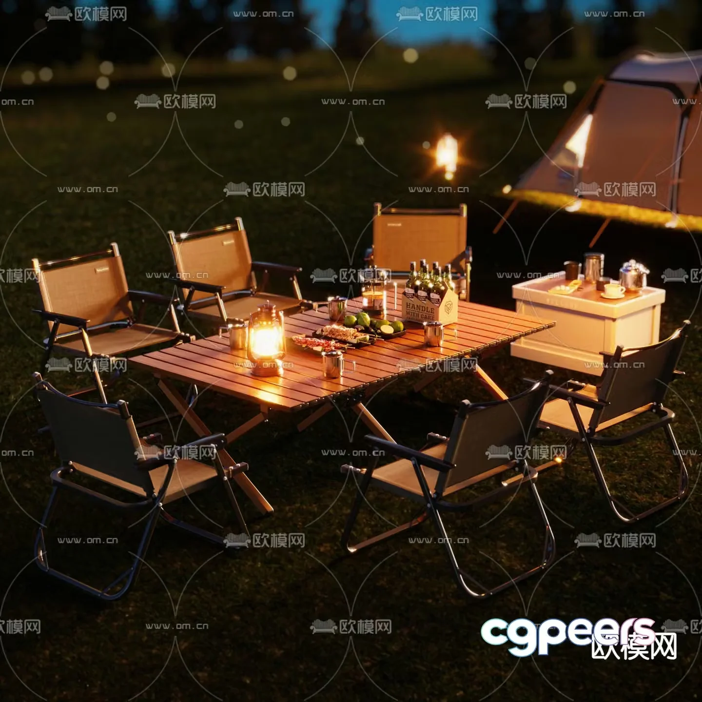 Outdoor tables and chairs camping tables and chairs 3d model