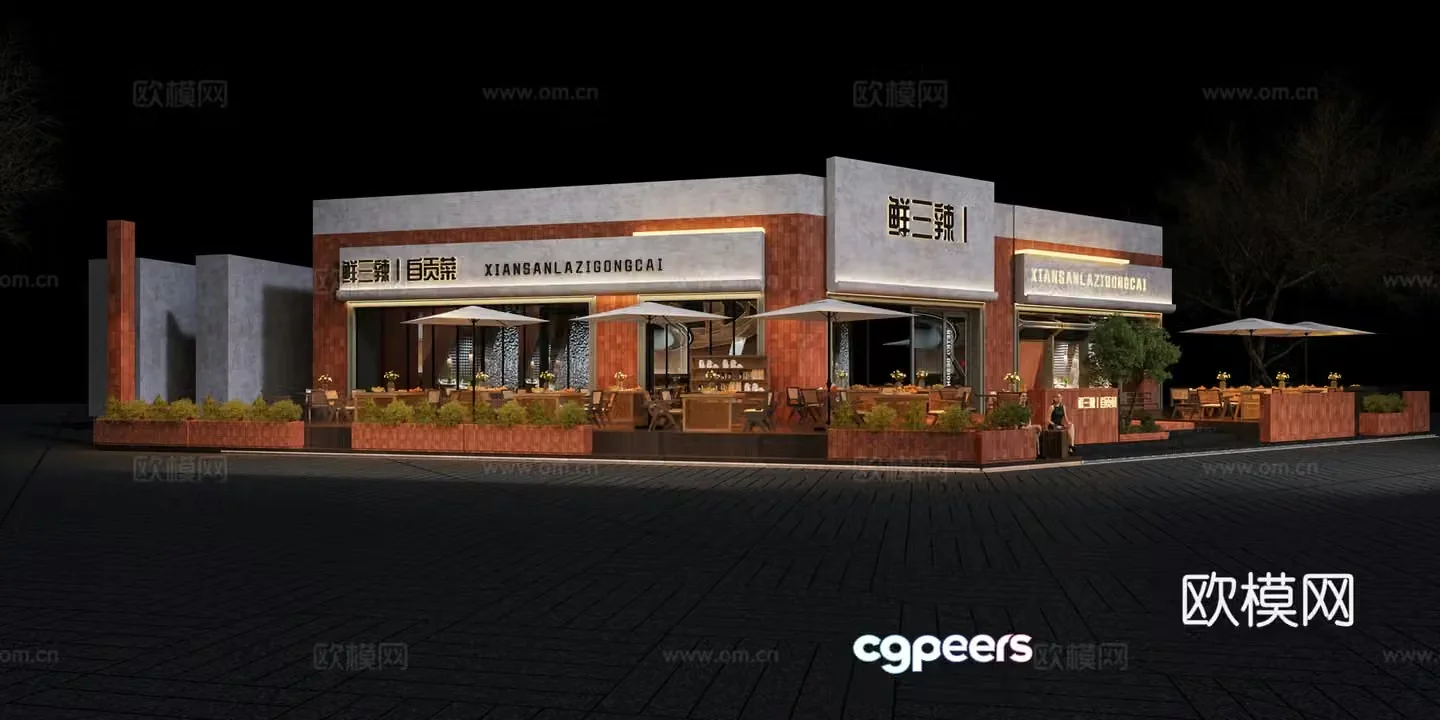 3D model of restaurant door